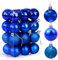 Palle di Natale Blu, 24 Pezzi Palle Albero di Natale Blu Scuro 4 cm Palline Decorative,Ornamenti per Alberi di Natale Set,Mini Decorazione Natalizia da Appendere a Sfera,Regalo di Natale
