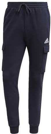 adidas Herren Essentials Fleece Regular Tapered Cargo Pants, Grey/White, XL
