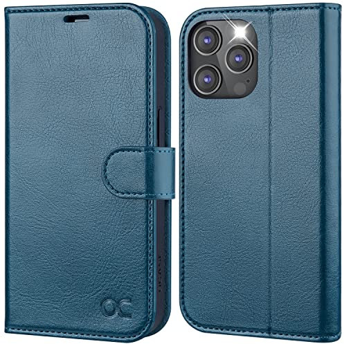 OCASE for iPhone 14 Pro Case, Premium PU Leather iPhone 14 Pro 5G Wallet Case Flip Phone Cover with[RFID Blocking][Card Holder][TPU Inner Shell] for the 6.1 Inch 2022 Pro 5G,Peacock Blue