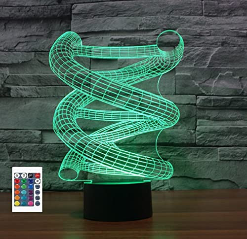 SUPERRUIDALONG 3D DNA Fernbedienung 16 Farben Nachtlichter Illusion Acryl LED Tisch Nachttisch Lampe Kinder Schlafzimmer Schreibtisch Dekor Geburtstag Geschenke Spielzeug für Kinder
