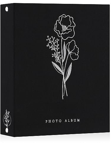 Lanpn Fotoalbum A4 100 Bilder, Klein Leinen Einstecken Einsteckalbum für Hochformat Fotos Bilder Schwarz