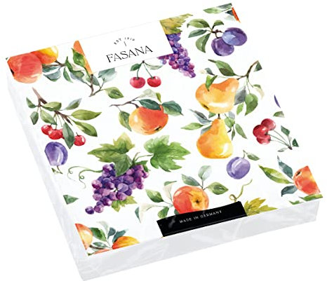 20 Servietten Bunter Obstgarten | Weintrauben | Pflaumen | Birnen | Tischdeko | Decoupage | Serviettentechnik 33x33cm