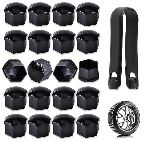 17mm Wheel Nut Cap, 20pcs Wheel Bolt Nut Covers, Universal Hexagonal Tire Nut Covers With Removal Tool Set For Cars(Black)