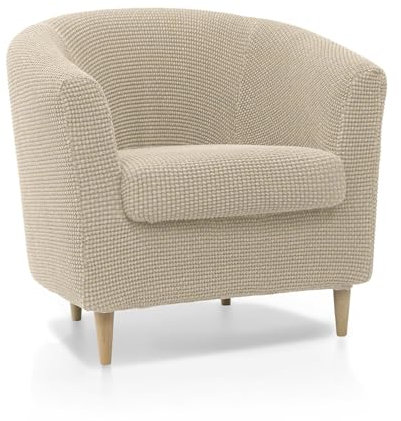 FAVERTI Club-Sesselbezug mit Sitzbezug, sehr elastisch, kompatibel mit den Sesseln von IKEA TULLSTA und BAKLA | Modell Novelle | Beige | hochwertiger Jacquard-Stoff mit Baumwollgefühl