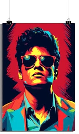 25 Artstreet Bruno Mars auf der Bühne Poster | Kunstdruck | 180 g mattes Papier | Wanddeko für Wohnzimmer und Jugendzimmer | 60 x 90 cm