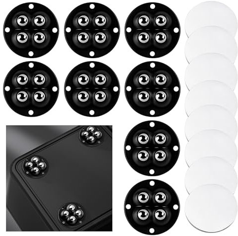 8 Stück schwarze Lenkrollen, selbstklebend, Mini-Rollen, Rollen für Möbel, um 360 Grad drehbar, geeignet für Zuhause, Gepäck