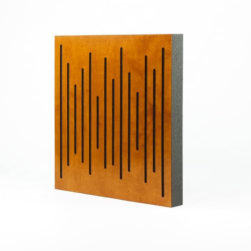 IG Acoustics Panneau hybride Nexus - Panneau acoustique autocollant 50 x 50 cm - Absorbeur et diffuseur - Élément acoustique (teck)