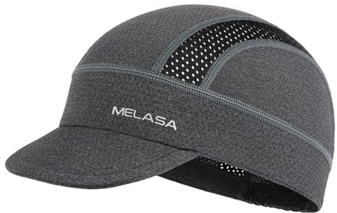 MELASA Fahrrad Cap, Kühlende Skull Cycling Cap Unterhelmmütze mit Sonnenblende, Sonnenschutz UV Rennrad MüTze Fahrradkappe für Männer Frauen