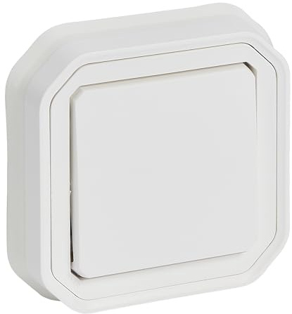 LEGRAND, Plexo New Abdeckung für Feuchtraum-Aufputz-1-Fach Wechselschalter mit Indikatorleuchte, Montage mittels Spreizkrallen, Abdeckung, IP55 - IK07, Farbe: Weiß, 069721L