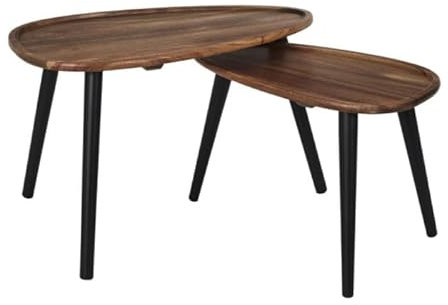 Paris Prix Lot de 2 Tables Basses Gigognes Galet 60cm Marron