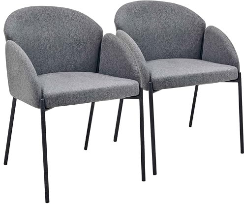 Oviala 2 Stühle aus Stahl und Stoff, Anthrazitgrau