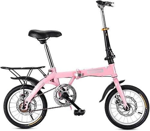 Mini bicicletta pieghevole bici da strada bicicletta per adulti maschio studentessa bicicletta da città bici leggera, rosa, 14 pollici