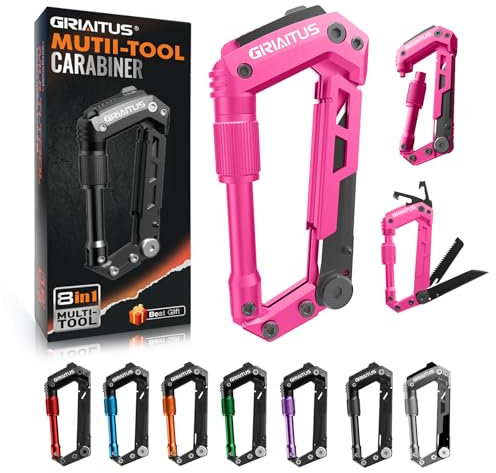 Geschenke für Frauen Mama 8en1 Karabiner Multitool Camping Zubehör Muttertag Vatertags Geburtstag Outdoor Gadgets mit Flaschenöffner Lineal Säge Schraubendreher