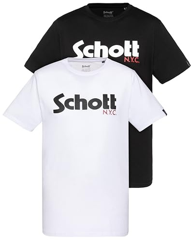 Schott NYC Herren Tspklogo T-Shirt (2er Pack)