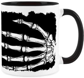 Purely Home Skeleton Hand Mug - Spooky Halloween Decor Gift - Ceramic Tea/Coffee Black Drinks Cup