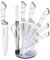9-tlg Messerset mit Drehbare Acryl Messerblock, Profi Knife Set Scharf Edelstahl Küchenmesser Messerset, Ausgestattet mit Einem Messerschärfer, Küchengeschenke für Familien Geeignet (silbrig)