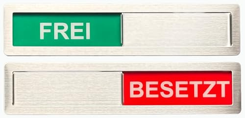Cartello in acciaio inox XL – con cursore – cartello scorrevole – cartello adesivo – 18 x 4 x 0,4 cm – Montaggio: superficie adesiva 3M – cartelli con funzione scorrevole.