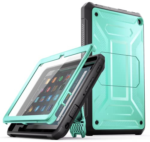 Fire HD 8-Tablet Hülle (12. Generation, 2024/2022 Release)–TrendGate Lightweight Armor Series Cover integrierter Displayschutzfolie mit Ständer für Kindle Fire HD 8/Plus/Kids/Kids Pro-Tablet - Grün