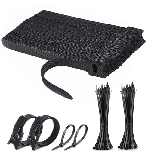 Eupneicu Cable Ties [50pcs], Cable Tie Handle Black [200pcs], for Computer Cable Management, Organizing Wires, TV, Office