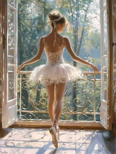 DIY 5D Diamant Malerei Set Bohren Voll Anmutige Ballerina Natur Bild Diamond Painting Crystal Strass Diamant Gemälde Arts Craft Perfekt Für Entspannung Und Wand Decor Platz Drill 25x35cm AC1537