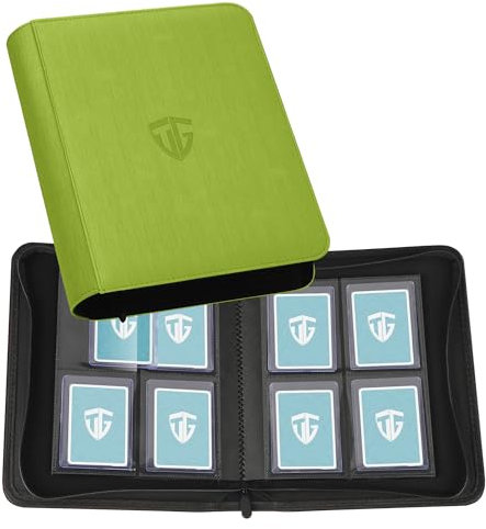 TCGUARD Toploader - Album di carte da collezione per 112 top loader, 4 scomparti TCG con custodie per scheda Rigid da 3 x 4, rilegatura per carte TCG, MTG, album di carte (verde)