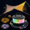 10 m Camping Lichterkette Aufrollbar, Musik Sync Farbwechsel RGB Outdoor Campinglampe with 19 Beleuchtungsmodi, USB Aufladung, 2-in-1 Tragbare LED Camping Licht für Camping, Hof und Wohnmobil Deko