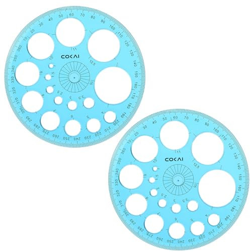 cobee Lot de 2 pochoirs ronds pour dessin, pochoirs ronds en plastique pour peinture, grande et petite taille, outils ronds pour fournitures scolaires et de bureau