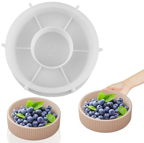 WDJLNZB Moldes Silicona Cuenco Ondulado, Moldes para Resina Epoxi Plato de Fruta y Joyería, Moldes de Silicona para manualidades, Bandeja Redonda, DIY|25x8cm (A Rayas-Grande)