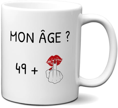 L'Esprit Des Anges Tasse Mug 50 ans Doigt Honneur Homme Femme - Cadeau Anniversaire 50 ans Ans - Idée Cadeau Original, Humour, Drôle, Rigolo
