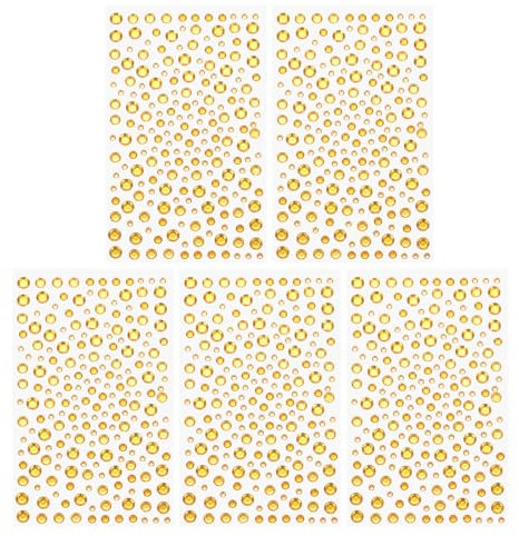 PATIKIL 1045 Pcs Acrylic Gem Sticker, 4 Size 3/4/5/6mm Self Adhesive Rhinestones Face Gem Stones Bling Jewelry for Nail Art Craft Clothes DIY Makeup Decoration Party, Gold Yellow
