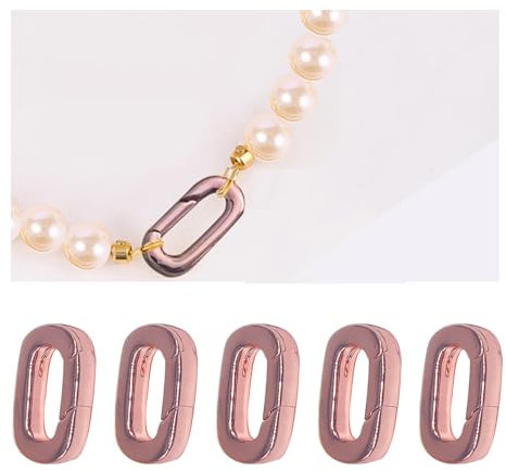 Aikeis 5 Stück rosévergoldete Schmuckverschlüsse, ovale Schmuckverschlüsse, Federverschlüsse, 18 Karat Roségold-Schmuckverschlüsse, DIY-Schmuckverschlüsse