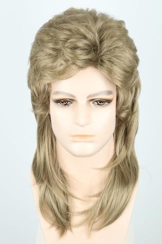 LeMarnia Herren 80er Jahre Vokuhila Perücke Rocker Punk Popstar Perücke Halloween Party Kostüm Perücken