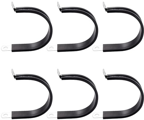 YYIGVMO 6 Stücke 48mm Gummi Gefüttert P Clips, 304 Edelstahl Gummikissen Rohrschellen, Leitungsschelle, für Rohr- oder Drahtschnur-Installation