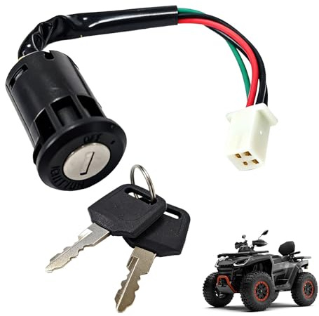 Interruptor de Llave de Encendido de 4 Cables para Moto, Compatible Vehículos de 50cc a 250cc, ATV, Quad, Dirt Bike y Scooter Eléctrico, Fácil Instalación, Interruptor de Llave de Contacto