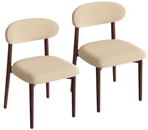 YUUIJOAA 2er Set Esszimmerstühle, Stühle Esszimmer,Moderne Polsterstuhl Essstühle mit Fester Rückenlehne für den Essbereich im Landhausstil,Belastung 136kg(Khaki)