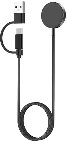 Astorgos Cargador 2 en 1 Compatible con Samsung Galaxy Watch, 1 Unidad | Compatible con Galaxy Watch Ultra8 7 6 5 4 3 FE Active 2/1, Cable USB-C/USB-A de 3,3 Pies/1 m, Protección de Seguridad