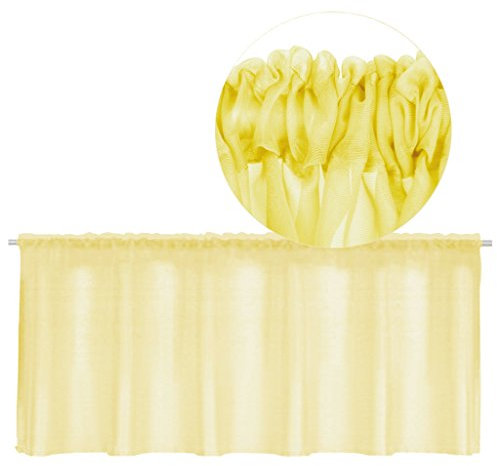 Bestgoodies Stangendurchzug-Bistrogardine in B160cm x L60 cm, transparente Uni Scheibengardine Voile in vielen erhältlich (gelb - lemongelb)