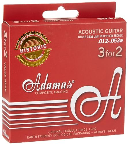 Adamas Saiten für Akustikgitarren Historic Reissue Phosphor Bronze 3er Satz Light .012