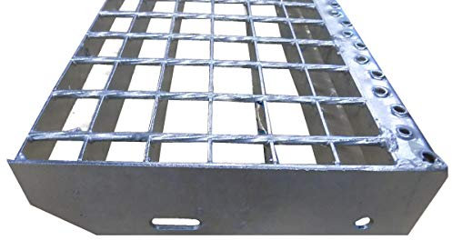 Treppenstufe Trittstufen Metalltreppe Gitterroststufen feuerverzinkt/Tiefe 24cm Breite 60cm / Maschenweite: 30/30 mm/Ideal für den Einsatz im Innen und Außenbereich