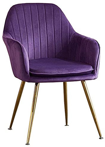 NZDY Samt Esszimmerstuhl Gold Metallbeine Tischstuhl Mit Rückenlehne Weiche Kissen Makeup Stuhl Rutschfeste Montage 52X45X83 cm,Lila