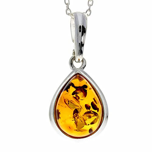 SilverAmber Jewellery - Echter baltischer Honig Bernstein & Sterling Silber klassischer Anhänger ohne Kette - 435C