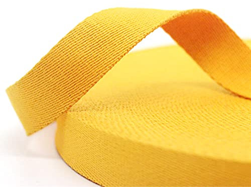 Duories 10 Yards Nähtechnik Köperband Baumwoll Schrägband Textilband Baumwoll Gurtband Nahtband für Taschen,Umhängetaschen,Handtaschen,Basteln Nähen DIY Handwerk,15 Farben und 5 breites(Gelb,32mm)