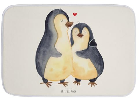 Mr. & Mrs. Panda Duschvorleger Pinguin umarmen - Geschenk, Badteppich, Hochzeit, Badezimmermatte, Badematten, Badematte, Liebesgeschenk, glücklich,