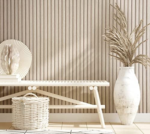 marburg Papel pintado efecto 3D efecto madera beige paneles acústicos papel pintado no tejido salón dormitorio 10,05 x 0,53 m fabricado en Alemania