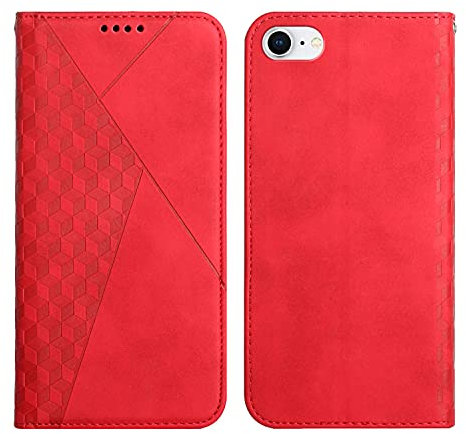 KOUYI Cover per iPhone SE 2020 / iPhone 8 / iPhone 7 (4,7 Pollici), Custodia Portafoglio,Cover Libro,Pelle Flip/Folio Case con [Funzione di Supporto] [3-Scheda Slot] [Magnetica] Antiurto (Rosso)