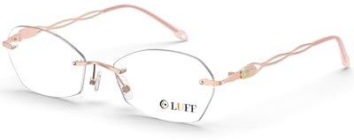 LUFF Rahmenlos Lesebrille für Damen und Herren,Mode Randlose Leicht metall Lesehilfe Blaulichtblockierung,Computerleser,Anti-Augenbelastung