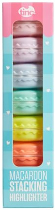 Tinc - Stapelbare Macaron Textmarker - Turm aus 5 Modulierbaren Markern in Lebendigen Farben - Verspieltes Schreibwaren-Accessoire für Schule und Büro - Mehrfarbig - 5er Set