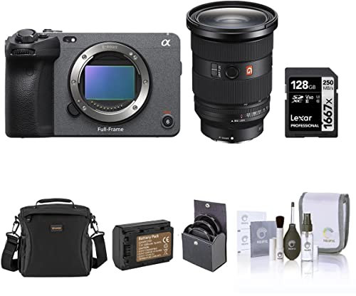 Sony FX3 Full-Frame Cinema Line Camera With 24-70mm f/2.8 GM II Lens, Bundled With, 128GB Memory Card, Battery Pack with USB-C Port, 82mm Essentials Filter Kit, Shoulder Bag and Cleaning Kit (8 Items)