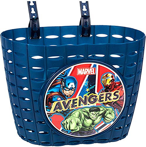 alles-meine.de GmbH Fahrradkorb/Korb - Avengers - mit Befestigung für Lenker vorne - Fahrrad Kinder - Mädchen Jungen - Bastkorb - universal auch für Roller und Dreirad Laufrad ..