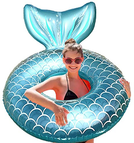 Aufblasbare Schwimmring Erwachsene groß, Schwimmreifen in Meerjungfrau-Schwanzform, Transparenter Pool Floating Ring, Dauerhafter, Sommerpool Wasser Strand Party Spielzeug